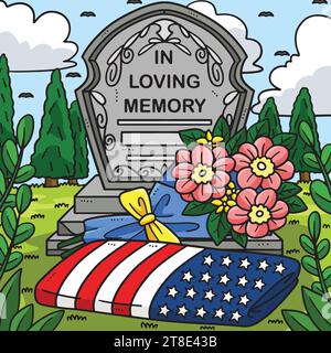 Memorial Day In Loving Memory Colour Cartoon Stock Vektor