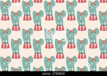 Niedlicher Elefant auf der Trommel des Zirkus nahtlos Muster Stock Vektor