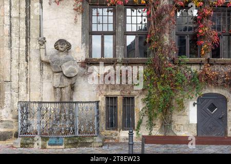 Roland-Statue vor dem Rathaus in Quedlinburg, Sachsen-Anhalt Stockfoto