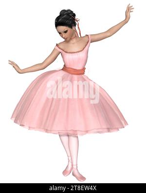 Junge asiatische Ballerina in einem rosa Tutu, tanzt Stockfoto