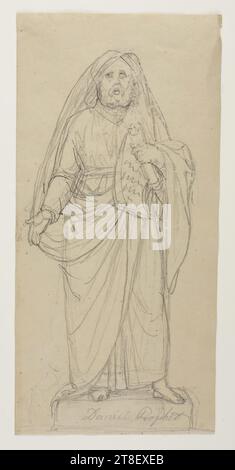 Der Prophet Daniel, Bertel Thorvaldsen, 1770-1844, Zeichnung, Papier, Farbe, Graphit, gezeichnet, Höhe 186 mm, Breite 89 mm, Zeichenkunst, Zeichnen, Europa, Moderne (1800 - 1914) Stockfoto