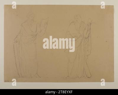 St. Simon und St. Andrew, Bertel Thorvaldsen, 1770-1844, 1819, Zeichnung, Papier, Farbe, Graphit, gezeichnet, Höhe 180 mm, Breite 257 mm, Zeichenkunst, Zeichnung, Europa, Moderne (1800 - 1914 Stockfoto