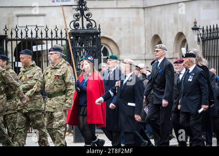 Die jährliche Parade und Zeremonie der AJEX im Cenotaph zu Ehren jüdischer Mitglieder der britischen Streitkräfte, London, Großbritannien Stockfoto