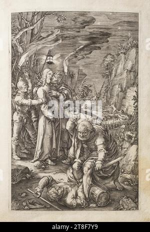 Verrat an Christus, Hendrick Goltzius, 1598, Grafik, Kupferstich, Papier, Farbe, Druckertinte, Kupfergravur, Drucken, Höhe (Plattenformat) 200 mm, Höhe (Papierformat) 227 mm, Breite (Plattenformat) 135 mm, Breite (Papierformat) 165 mm, 98, HG, Grafikdesign, Europa, Renaissance (1300 - 1690 Stockfoto