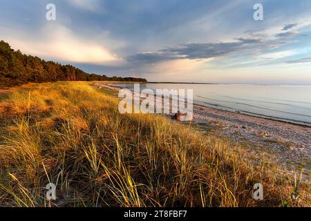 Spektakulärer Matsi Rand Strand nach Sonnenuntergang, einer der schönsten Strände an der Ostsee in Estland, Stockfoto