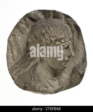 Kopf eines Mädchens, 113, Skulptur, Relief, Guss, Höhe 12 cm, Breite 11,4 cm, Skulptur, römisch, Kaiserzeit, Adoptivkaiser Trajan (98–117) Stockfoto