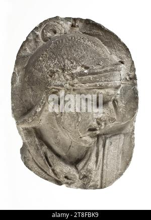 Kopf eines Legionärs mit Helm, 113, Skulptur, Relief, Guss, Höhe 16,2 cm, Breite 12 cm, Skulptur, römisch, Kaiserzeit, Adoptivkaiser Trajan (98–117) Stockfoto