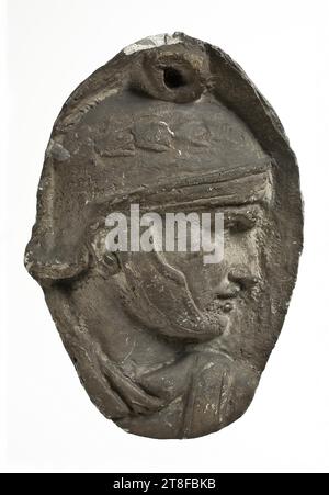 Kopf eines Legionärs mit Helm, 113, Skulptur, Relief, Guss, Höhe 15,4 cm, Breite 10,7 cm, Skulptur, römisch, Kaiserzeit, Adoptivkaiser Trajan (98–117) Stockfoto