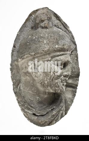 Kopf der Helm Roman, 113, Skulptur, Relief, Guss, Höhe 17 cm, Breite 10,4 cm, Skulptur, römisch, Kaiserzeit, Adoptivkaiser Trajan (98–117) Stockfoto