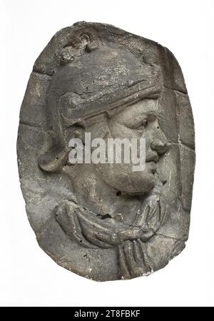 Kopf eines Helmhelms, 113, Skulptur, Relief, gegossen, Höhe 20,5 cm, Breite 13,5 cm, Skulptur, römisch, Kaiserzeit, Adoptivkaiser Trajan (98–117) Stockfoto