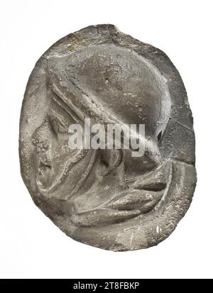 Kopf eines römischen Helms, 113, Skulptur, Relief, gegossen, Höhe 14,2 cm, Breite 11,5 cm, Skulptur, römisch, Kaiserzeit, Adoptivkaiser Trajan (98–117) Stockfoto