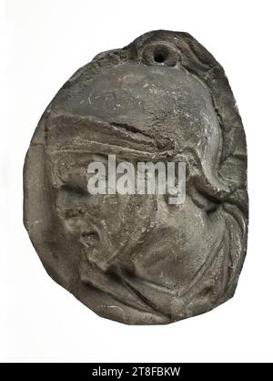Kopf eines Helmhelms, 113, Skulptur, Relief, gegossen, Höhe 16,7 cm, Breite 13,3 cm, Skulptur, römisch, Kaiserzeit, Adoptivkaiser Trajan (98–117) Stockfoto