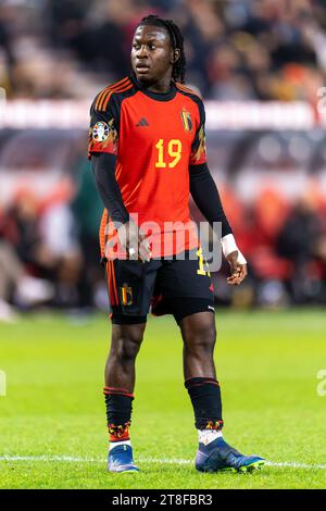 Brüssel, Belgien November 2023. BRÜSSEL, BELGIEN - 19. NOVEMBER: Johan Bakayoko aus Belgien sieht am 19. November 2023 im King Baudouin Stadion in Brüssel, Belgien beim Spiel der UEFA EURO 2024 in der Gruppe F, der UEFA Europa-Qualifikation zwischen Belgien und Aserbaidschan. (Foto: Joris Verwijst/BSR Agency) Credit: Orange Pics BV/Alamy Live News Stockfoto