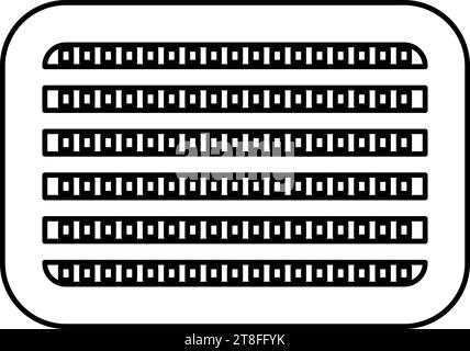 Autokühler Fahrzeug Service Autoteile Detail Konzept Kontur Umrisslinie Symbol schwarz Farbe Vektor Illustration Bild dünn flach Stil einfach Stock Vektor