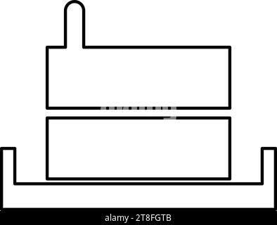 Mühlstein manuell alte Steinmühle Mehl Produktion Mahlkorn mit Griff Halter Kontur Umrisslinie Symbol schwarze Farbe Vektor Illustration Bild Stock Vektor
