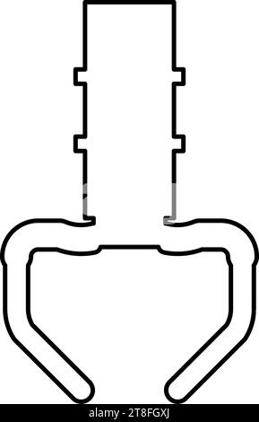 Preis Spielzeug Manipulator Eisen Haken Kran Klauenwähler Kontur Umrisslinie Symbol schwarze Farbe Vektor Illustration Bild dünn flach Stil einfach Stock Vektor