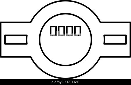 Wasserzähler Messung Sanitärausrüstung Kontur Umrisslinie Symbol Schwarz Farbe Vektor Illustration Bild dünn flach Stil einfach Stock Vektor