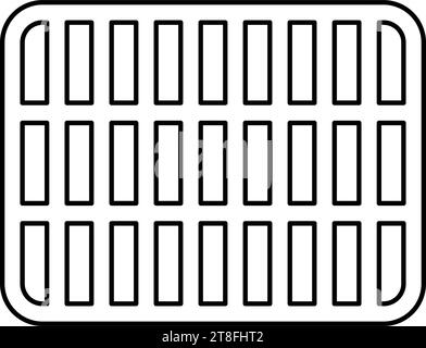 Gitter Gitter Gitter Gitter Gitter Gitter Gitter Grill Grillfläche Rechteck Form Rundheit Kontur Linie Symbol schwarze Farbe Vektor Illustration Stock Vektor
