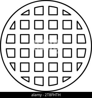 Gitter Gitter Gitter Gitter Gitter Gitter Gitter Grill Grillfläche rund Form Kontur Umrisslinie Symbol schwarz Farbe Vektor Illustration Bild dünn Stock Vektor