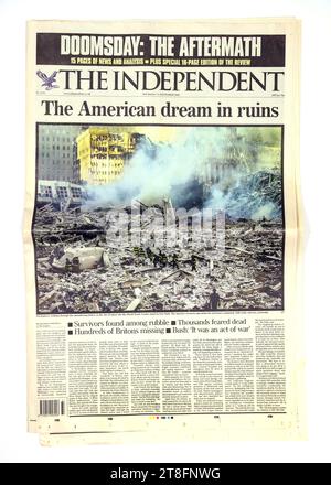 The Independent Newspaper, 13. September 2001 Stockfoto