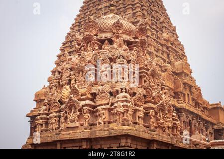 Einer der Turm im Komplex des Thanjavur Big Temple (auch Thanjai Periya Kovil in tamilischer Sprache genannt). Stockfoto