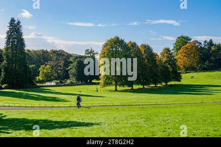 Spaziergang im Ashton Court Park über der Stadt Bristol UK an einem sonnigen Morgen im frühen Herbst Stockfoto