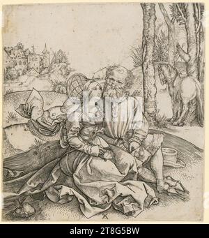 Albrecht Dürer (1471 - 1528), Künstler, ungleiches Paar, Herkunft des Drucks: Um 1495, Kupferstich, Bogengröße: 15,0 x 13,3 cm, unten Mitte monogrammiert 'AD' Stockfoto