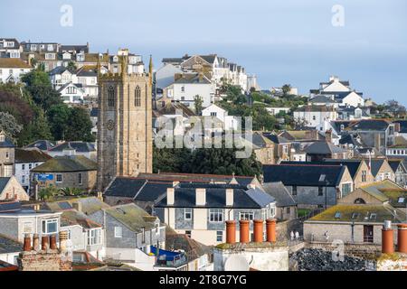 Die Pfarrkirche St Ia in St Ives, Cornwall. Stockfoto