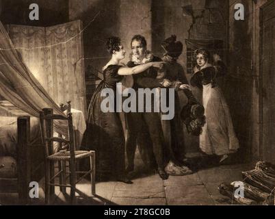Die Flucht Lavalettes, seine Kleidung mit denen seiner Frau auszutauschen, Gravur, Druck, Grafik, Druck, Druck, Mezzotint, Ätzen, Abmessungen - Arbeit: Höhe: 37,5 cm, Breite: 49,2 cm, Abmessungen - Montage:, Höhe: 50 cm, Breite: 65 cm Stockfoto
