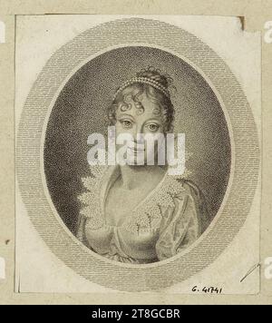 Marie-Louise d'Autriche (1791-1847), Kaiserin der Franzosen, Gravur, Druck, Grafik, Druck Pointillé (Ätzen), Ätzen, Abmessungen - Arbeit: Höhe: 10,2 cm, Breite: 8,8 cm, Abmessungen - Montage:, Höhe: 32,5 cm, Breite: 50 cm Stockfoto