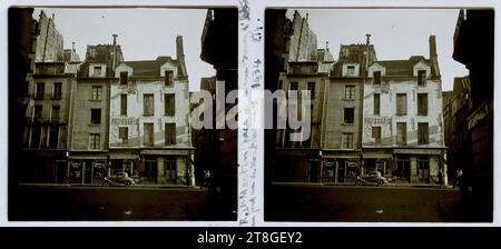 Rue Saint-Martin, Ansicht von der Rue du Bourg-l'Abbé, 3. Arrondissement, Paris, Fotograf, 1934, Foto, Stereoskopische Ansicht, Paris, Abmessungen - Arbeit: Höhe: 5,3 cm, Breite: 12,1 cm, Abmessungen - Befestigung:, Höhe: 5,9 cm, Breite: 12,9 cm Stockfoto