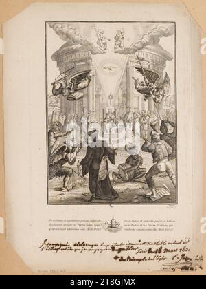 Du bist Peter und auf diesem Felsen werde ich meine Kirche bauen ..., Gravierer, zwischen 1824 und 1830, Druck, Grafik, Druck, Ätzen, Abmessungen – Arbeit: Höhe: 39 cm, Breite: 28,5 cm, Abmessungen – Befestigung:, Höhe: 32,5 cm, Breite: 49,9 cm Stockfoto