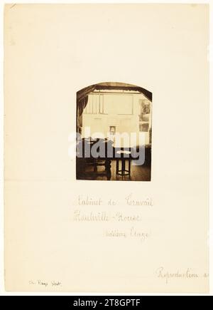 Reportage von Edmond Bacot im Hauteville House: Victor Hugos Blick und Studie, 1862, Bacot, Edmond, Photographe, ete 1862, 3. Quartal 19. Jahrhundert, Maison de Victor Hugo - Hauteville House, Fotografie, Albumendruck, Guernsey, Abmessungen - Werk: Höhe: 8,3 cm, Breite: 6,4 cm, Abmessungen - Antike Halterung:, Höhe: 24 cm, Breite: 17,2 cm Stockfoto