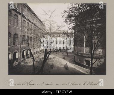 Gefängnis Saint-Lazare, Hinterhof und Kirchenschiff der Kapelle, 107 rue du Faubourg Saint-Denis, 10. Arrondissement, Paris, Barry, Jean, Fotograf, zwischen 1902 und 1922, Fotografie, Grafik, Fotografie, Abmessungen - Arbeit: Höhe: 16,7 cm, Breite: 22,7 cm, Abmessungen - Antike Halterung:, Höhe: 32,4 cm, Breite: 49,8 cm Stockfoto