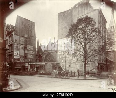 Rue Saint-Jacques, Blick von der Rue Galande in Richtung Kirche Saint-Séverin, 5. Arrondissement, Paris, Atget, Eugène (Jean Eugène Auguste Atget), Fotograf, 1899, Fotografie, Grafik, Fotografie, Albumendruck, Abmessungen - Werk: Höhe: 17,8 cm, Breite: 22,2 cm Stockfoto