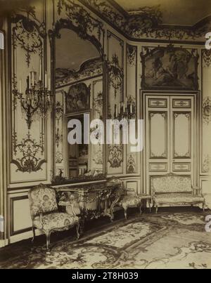 Salon, Hôtel de Matignon (Hôtel du Maréchal de Montmorency, ehemalige österreichische Botschaft) 57 rue de Varenne, 7. Arrondissement, Paris, Atget, Eugène (Jean Eugène Auguste Atget), Fotograf, Fotografie, Grafik, Albumendruck, Abmessungen – Arbeit: Höhe: 21,8 cm, Breite: 17,8 cm Stockfoto