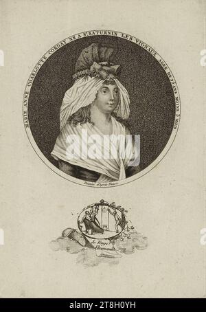 Marie-Anne-Charlotte Corday, geboren in St. Saturnin les Vignaux 25 Jahre weniger als 3 Monate alt, Gravierer, Druck, Grafik, Druck, Druck, Ätzen, Pointillé (Ätzen), Abmessungen - Arbeit: Höhe: 14,9 cm, Breite: 10,4 cm, Abmessungen - Montage:, Höhe: 30,5 cm, Breite: 32,7 cm Stockfoto