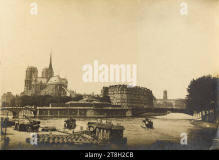 Blick auf die Ile de la Cité und die Apsis der Kathedrale Notre-Dame, 4. Arrondissement, Paris, Fotograf, 19.-20. Jahrhundert, Fotografie, Grafik, Fotografie, Gelatino Silberbromiddruck, Abmessungen - Arbeit: Höhe: 15,8 cm, Breite: 22,6 cm Stockfoto