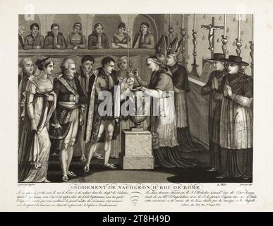 Unordnung Napoleons II. König von Rom, Alix, Gravierer, Rousseau, Zeichner, circa 1811, Druck, Grafik, Druck, Aquatint, Abmessungen – Arbeit: Höhe: 32 cm, Breite: 43,3 cm, Abmessungen – Plattenaufnahme:, Höhe: 29,6 cm, Breite: 38,4 cm Stockfoto