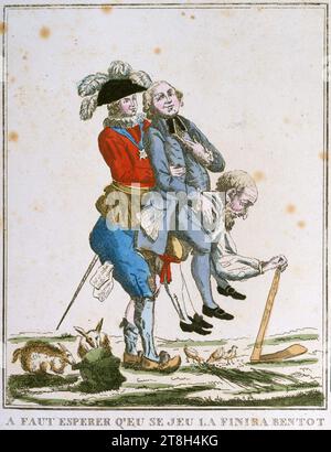 Ein fauter Eperer q'eu se jeu la Finira Bentot sic, Gravierer, Array, Print, Graphic Arts, French Revolution, Druck, Ätzen, farbig, Abmessungen - Arbeit: Höhe: 26 cm, Breite: 21,5 cm, Abmessungen - Montage:, Höhe: 50 cm, Breite: 32,5 cm Stockfoto