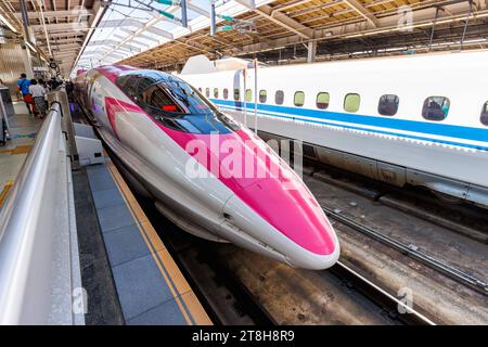 Shinkansen Hello Kitty Zug Typ 500 Hochgeschwindigkeitszug der Japan Rail JR West im Bahnhof Shin-Kobe, Japan Kobe, Japan. , . Shinkansen Hello Kitty Zug Typ 500 Hochgeschwindigkeitszug der Japan Rail JR West im Bahnhof Shin-Kobe in Kobe, Japan. *** Shinkansen Hello Kitty Zug Typ 500 Hochgeschwindigkeitszug der Japan Rail JR West am Bahnhof Shin Kobe, Japan Kobe, Japan September 30, 2023 Shinkansen Hello Kitty Zug Typ 500 Hochgeschwindigkeitszug der Japan Rail JR West am Bahnhof Shin Kobe, Japan Credit: Imago/Alamy Live News Stockfoto