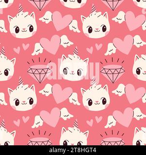 Niedliches nahtloses Einhornmuster auf rosa Hintergrund. Vektor für Geburtstag, Einladung, Baby-Dusche-Karte, Kinder-T-Shirts. Stock Vektor