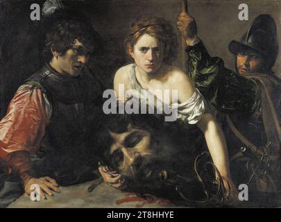 Valentin de Boulogne: David mit dem Kopf von Goliath und zwei Soldaten Stockfoto