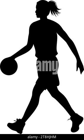 Weibliche Basket-Ball-Spieler-Silhouette. Vektorabbildung Stock Vektor