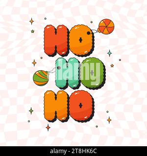 Grooviger Ho Ho Ho-Aufkleber für Weihnachten. Stock Vektor