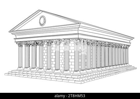 Antike griechische Tempel mit Säulen isoliert auf weißem Hintergrund. Vektorabbildung Stock Vektor