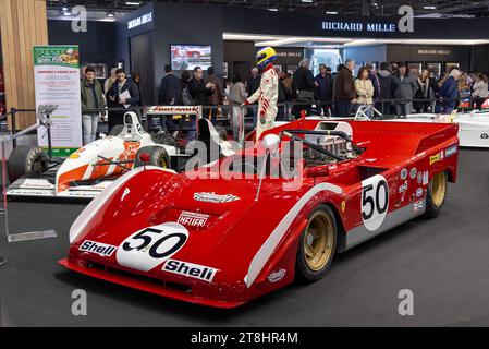 Paris, Frankreich - Rétromobile 2019. Konzentrieren Sie sich auf einen roten Ferrari 712 Can am aus dem Jahr 1970. Fahrgestellnr 1010. Stockfoto