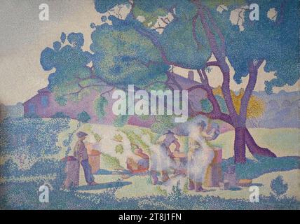 The Farm, Morning, La Ferme, Matn, 1893, Gemälde von Henri-Edmond Cross Stockfoto