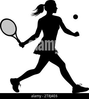 Silhouette einer Tennisspielerin. Vektorabbildung Stock Vektor