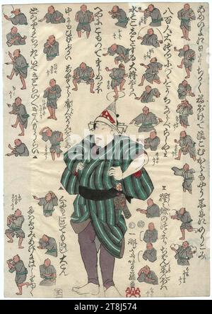 Utagawa Yoshifuji - Schauspieler Nakamura Utaemon IV mit Tanzanleitung. Stockfoto